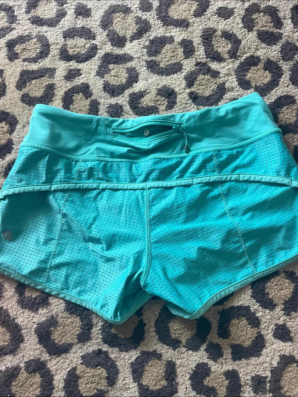 lululemon athletica turquoise perforated athletic shorts